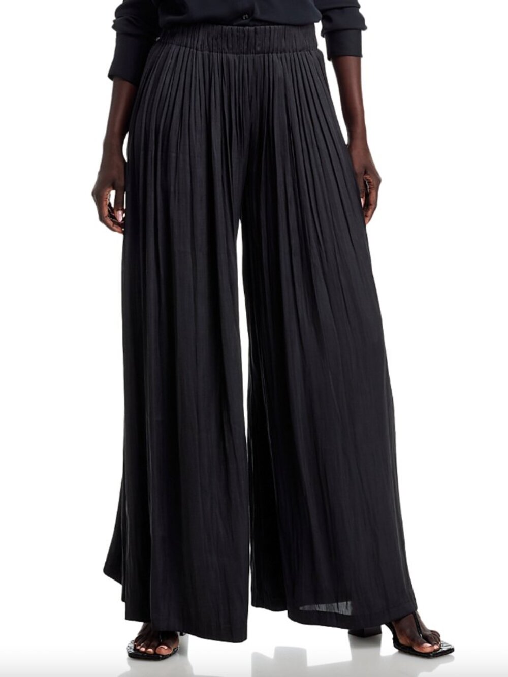 $425 NWT L'Agence Black Haylo Wide Leg Pleated Pants size XS/0